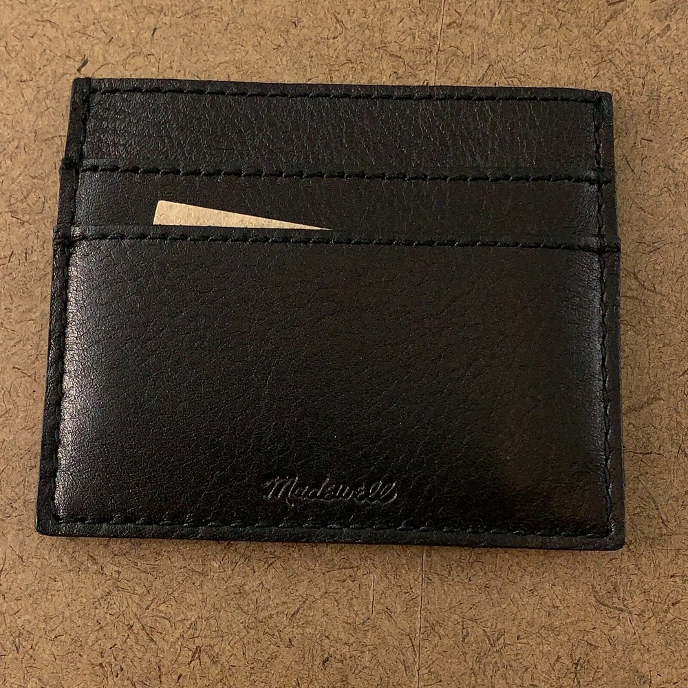 Madewell Women's True Black The Leather Card Case G2704 TAHEA Monogram NWT